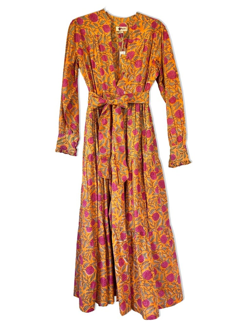 Floral Block Print Sydney Dress Puff Sleeve Tiered Maxi & Matching Scrunchy